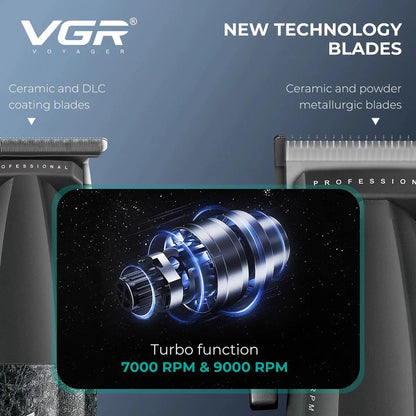 VGR Hair Trimmer Professional Hair Cutting Machine 9000 RPM Barber Shaver Cordless Hair Clipper LED Trimmer for Men V-640 S3 - HAB - Hair And Beauty