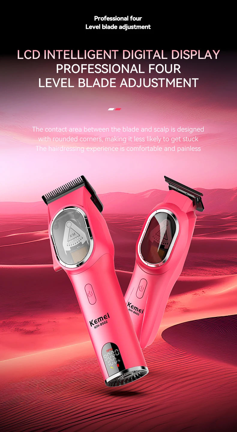 KEMEI Professional Hair Clipper Set  Hair Clippers DLC Adjustable Intelligent Digital Display Electric USB Hair Clippers KM-8502 - HAB - Hair And Beauty