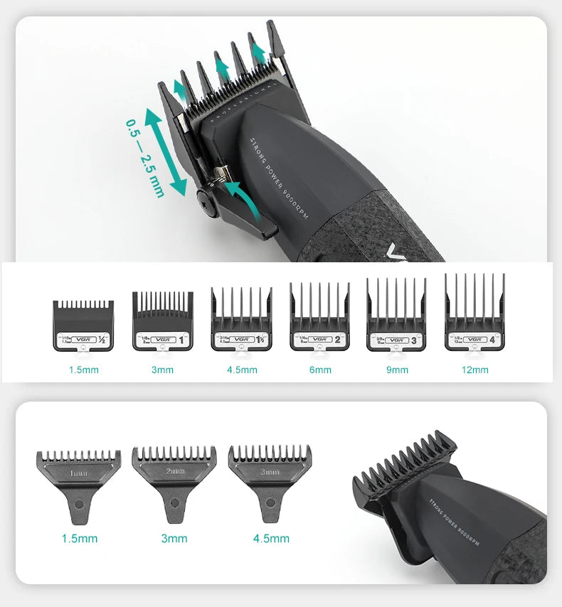 VGR Hair Trimmer Professional HairCut Machine Electric Body Trimmers 9000 RPM Hair Clipper Adjustable Hair Trimmer for Men V-640 - HAB - Hair And Beauty