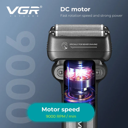 VGR Electric Shaver Professional Shaving Machine 9000 RPM Beard Trimmer LED Display Reciprocating Shaving Machine for Men V-368 - HAB - Hair And Beauty