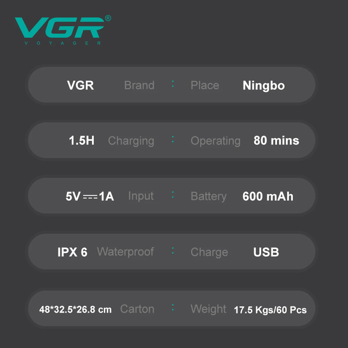 VGR New Reciprocating Shaver Gradient Matte Body Men's Shaver Convenient Home Travel Shaver Hair Removal and Whitening  V-326 - HAB - Hair And Beauty