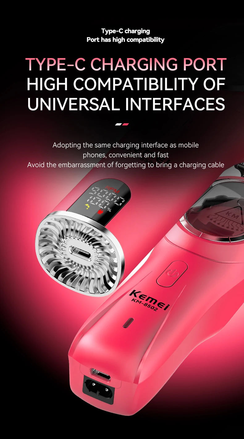 KEMEI Professional Hair Clipper Set  Hair Clippers DLC Adjustable Intelligent Digital Display Electric USB Hair Clippers KM-8502 - HAB - Hair And Beauty