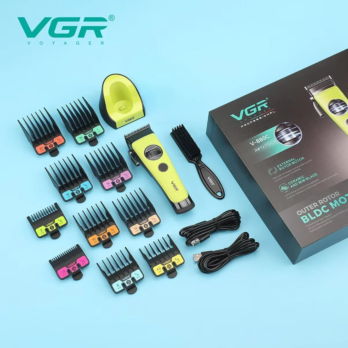 VGR Hair Trimmer Professional Hair Cut Machine Rechargeable Body Trimmer Electric Hair Clipper Adjustable Trimmer For Men V-880C - HAB - Hair And Beauty