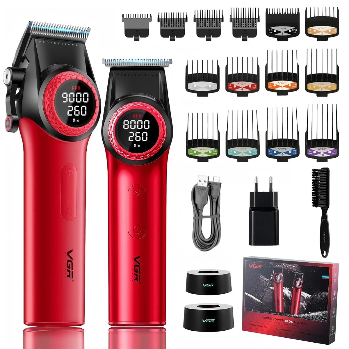 VGR Hair Cutting Machine Professional Hair Trimmer Electric Hair Clipper Cordless Barber Combo Metal Trimmer for Men V-001 V-977 - HAB - Hair And Beauty