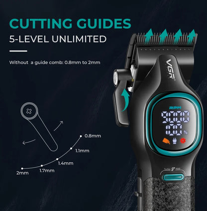 VGR high-end hair trimmer two-piece set metal body 9000 RPM hair clipper alloy blade head oil head carving push shear V-886 S2 - HAB - Hair And Beauty