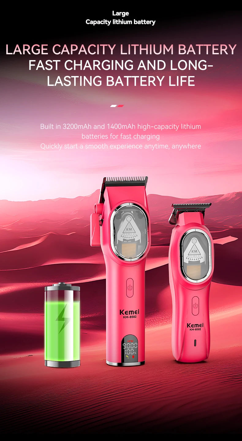 KEMEI Professional Hair Clipper Set  Hair Clippers DLC Adjustable Intelligent Digital Display Electric USB Hair Clippers KM-8502 - HAB - Hair And Beauty