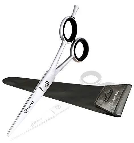 Ruvanti Professional Hair Cutting Scissors - Sharp Blades Hair Shears/Barber Scissors/Mustache Scissors - J2 Stainless Steel Hair Scissors - 6.5"- Haircut/Hairdresser Scissors for Kids, Men and Women. - HAB 