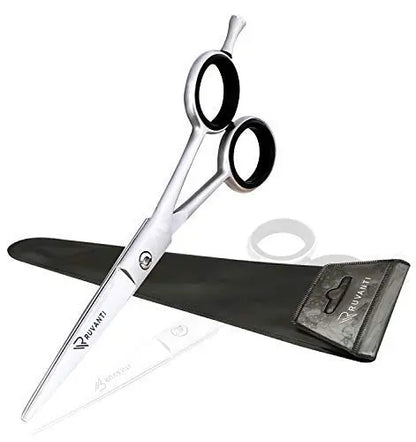 Ruvanti Professional Hair Cutting Scissors - Sharp Blades Hair Shears/Barber Scissors/Mustache Scissors - J2 Stainless Steel Hair Scissors - 6.5"- Haircut/Hairdresser Scissors for Kids, Men and Women. - HAB 