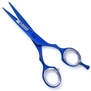 Blue Titanium Barber Shears — 5.5" Japanese steel, leather storage case included