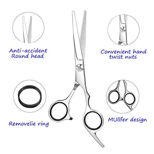 ESSOY Professional Hair Cutting Scissors/Shears (6.5-Inches), 4CR Stainless Steel Haircut Scissor with Fine Adjustment Screw for Home Salon,Barber Hairdressing Scissor for Women Men Kids - HAB 