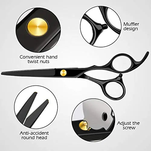 Hair Cutting Scissors Professional Home Haircutting Barber Salon Thinning Shears Kit 6CR 660C stainless steel with Comb and Case for Men/Women - HAB 