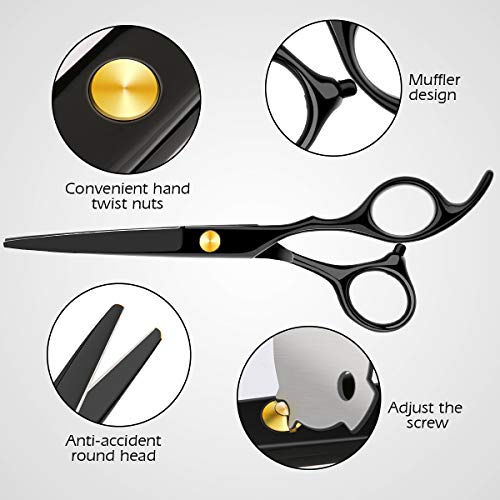 Hair Cutting Scissors Professional Home Haircutting Barber Salon Thinning Shears Kit 6CR 660C stainless steel with Comb and Case for Men/Women - HAB 