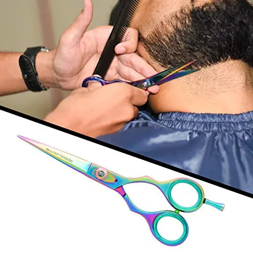 Professional Hair Scissors-Barber Hair Shears 6.5’’ Haircut Scissors Professional Hair Cutting Scissors for Women/Men with Fine Adjustment Screw & Free Comb Japanese Stainless Steel Rainbow Color - HAB 
