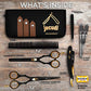 Hair Cutting Scissors - Jecudi Professional Barber Hair Scissors Set - 6.5" Japanese Stainless Steel - Includes Cutting, Thinning Shears, Tweezer, Razor, 10 Blades, Comb, Clips, In Gift Case - HAB 