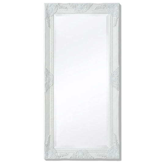 Wall Mirror Baroque Style 39.4"x19.7" White - HAB 