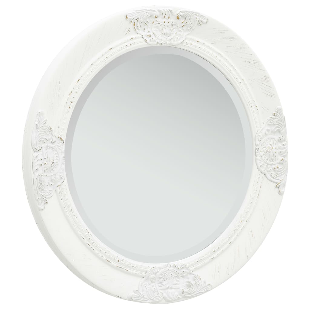Wall Mirror Baroque Style 19.7" White - HAB 