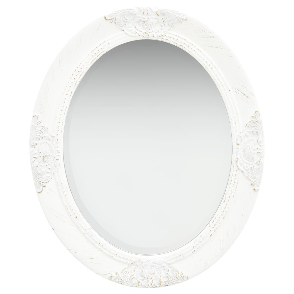 Wall Mirror Baroque Style 19.7" White - HAB 