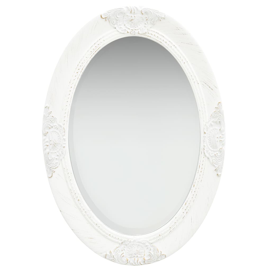 Wall Mirror Baroque Style 19.7" White - HAB 
