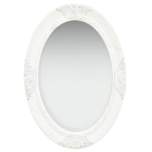 Wall Mirror Baroque Style 19.7" White - HAB 