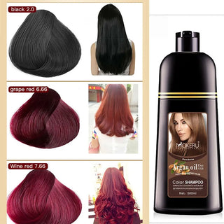 Mokeru Plant Extract Black Hair Shampoo Argan Oil Hair Dye