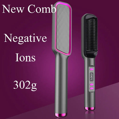 New Comb Hair Straightener Brush PTC Fast Heating Anti-Scald - HAB - Hair And Beauty