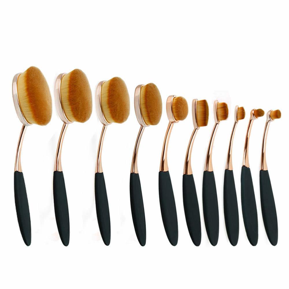 Beauty Experts Set of 10 Oval Beauty Brushes - HAB 