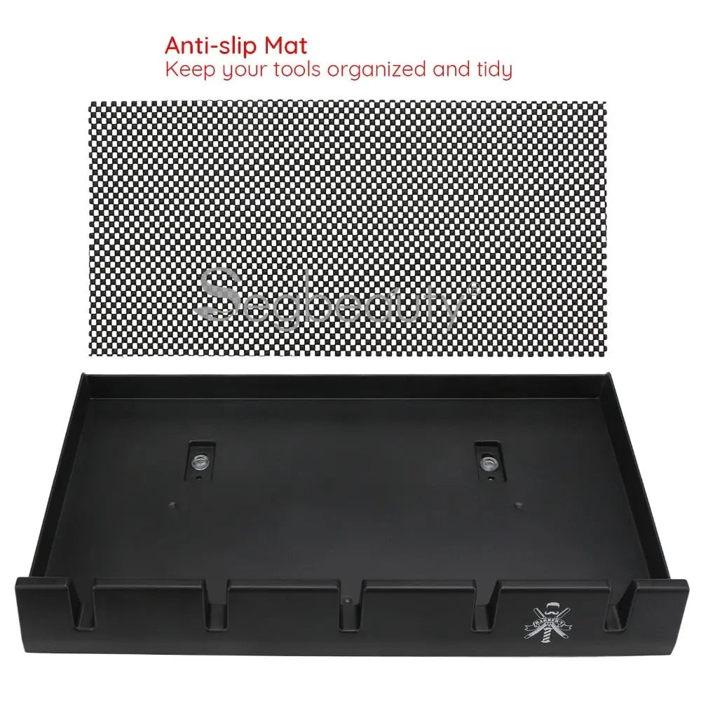 Segbeauty Salon Barber Clipper Tray Black Clippers Organizer Case with 5 Notches Accesories Anti-slip Hairdresser Tools Box - HAB 