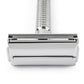 Qshave Double Edge Safety Razor Long Handle Butterfly Open Classic Safety Razor silver color, 1 Handle & 5 blades - HAB 