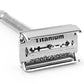 Qshave Double Edge Safety Razor Long Handle Butterfly Open Classic Safety Razor silver color, 1 Handle & 5 blades - HAB 