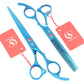7.0 Inch Big Professional Hairdressing Cutting Scissors 6.5 Inch Thinning Shears Salon Barbers JP440C Blue Hair Tesouras A0132A - HAB 