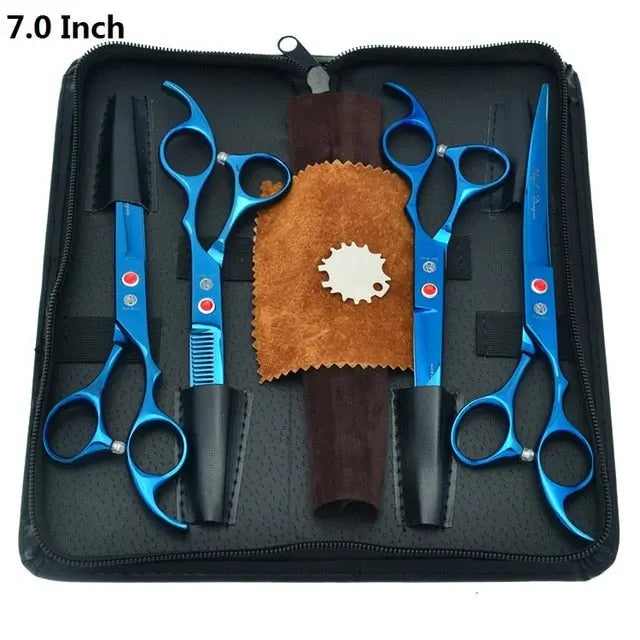 Purple Dragon 7 inch High Quality Pet Grooming Scissors Set  Dogs Cutting Thinning Curved Shears Puppy Cat Clippers LZS0377 - HAB 