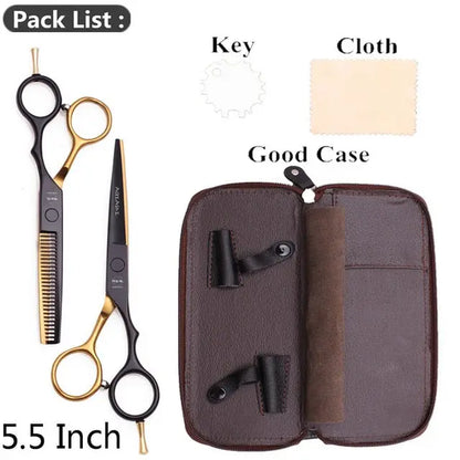 5.5" AQIABI Hairdressing Scissors Hair Professional Thinning Shears Set Hair Cutting Scissors Barber Scissors 440C Japan A1029 - HAB 