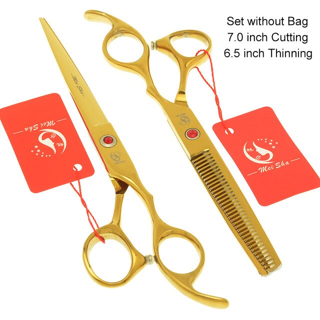 7.0 Inch Big Professional Hairdressing Cutting Scissors 6.5 Inch Thinning Shears Salon Barbers JP440C Blue Hair Tesouras A0132A - HAB 