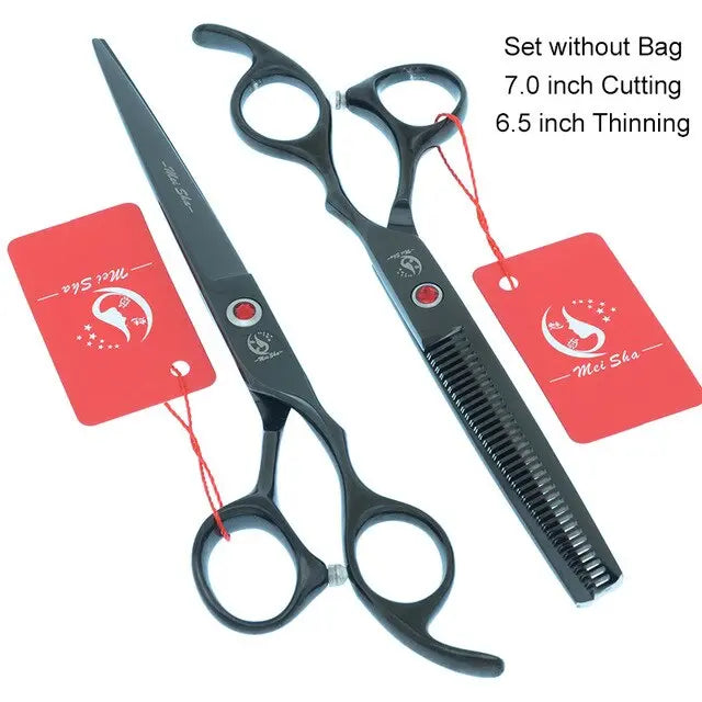 7.0 Inch Big Professional Hairdressing Cutting Scissors 6.5 Inch Thinning Shears Salon Barbers JP440C Blue Hair Tesouras A0132A - HAB 