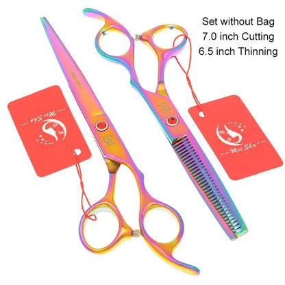 7.0 Inch Big Professional Hairdressing Cutting Scissors 6.5 Inch Thinning Shears Salon Barbers JP440C Blue Hair Tesouras A0132A - HAB 