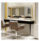 Barber shop mirror table hairdressing mirror hair salon special hair cutting mirror with lamp marble mirror table - HAB 