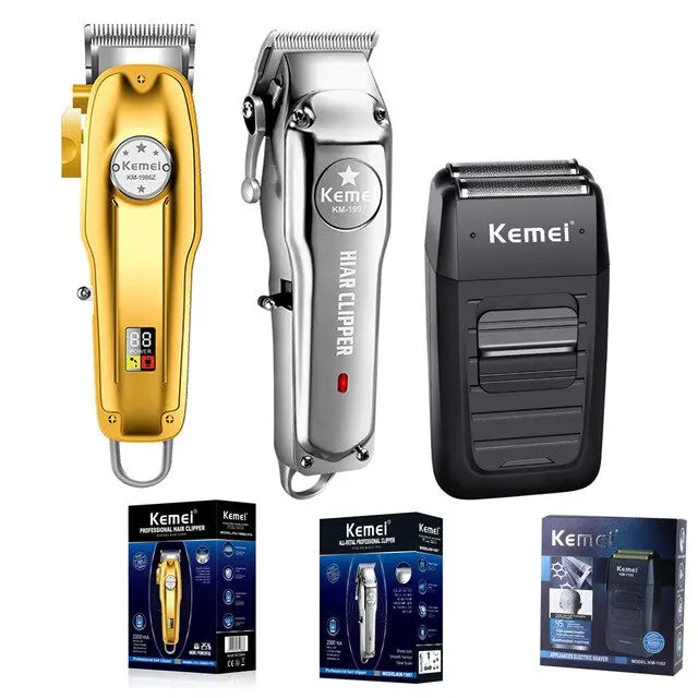 Kemei Men Professional All Metal Hair Clipper Barber Haircut Kits Combos 0mm Hair Trimmer KM-1997 KM-1949 KM-1102 KM-1986 - HAB 
