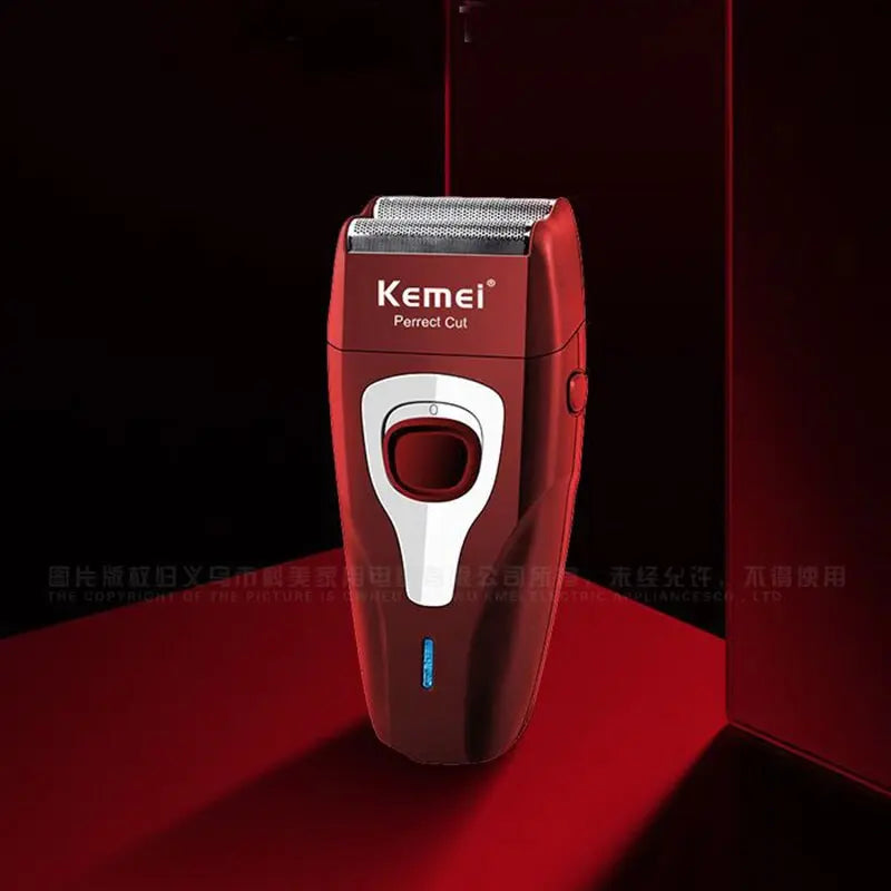 Kemei Electric Cordless Shaver Perfect Perrect Cut Twin Men Razor Floating Blade with Pop-up Trimmer Blade Rechargeable KM-1123 - HAB 