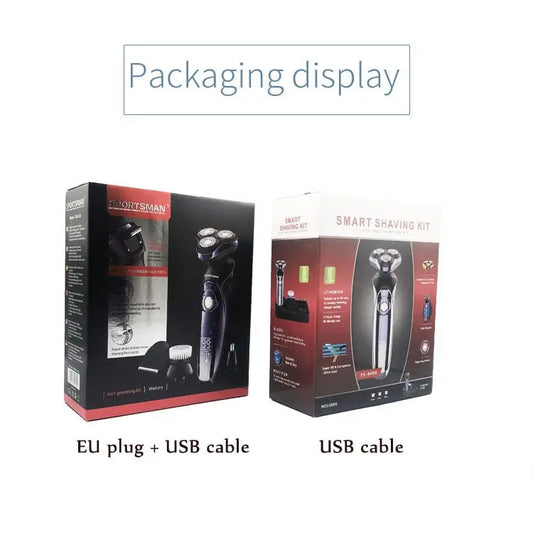 Wet Dry Electric Shaver for Men Beard Nose Sideburns Hair Trimmer Electric Razor Rechargeable Shaving Machine LCD Display Kit - HAB 